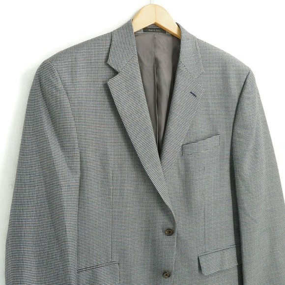 Lauren Ralph Lauren Other - Lauren Ralph Lauren Mens Blazer Jacket Gray Blue Houndstooth Wool Silk Size 44R